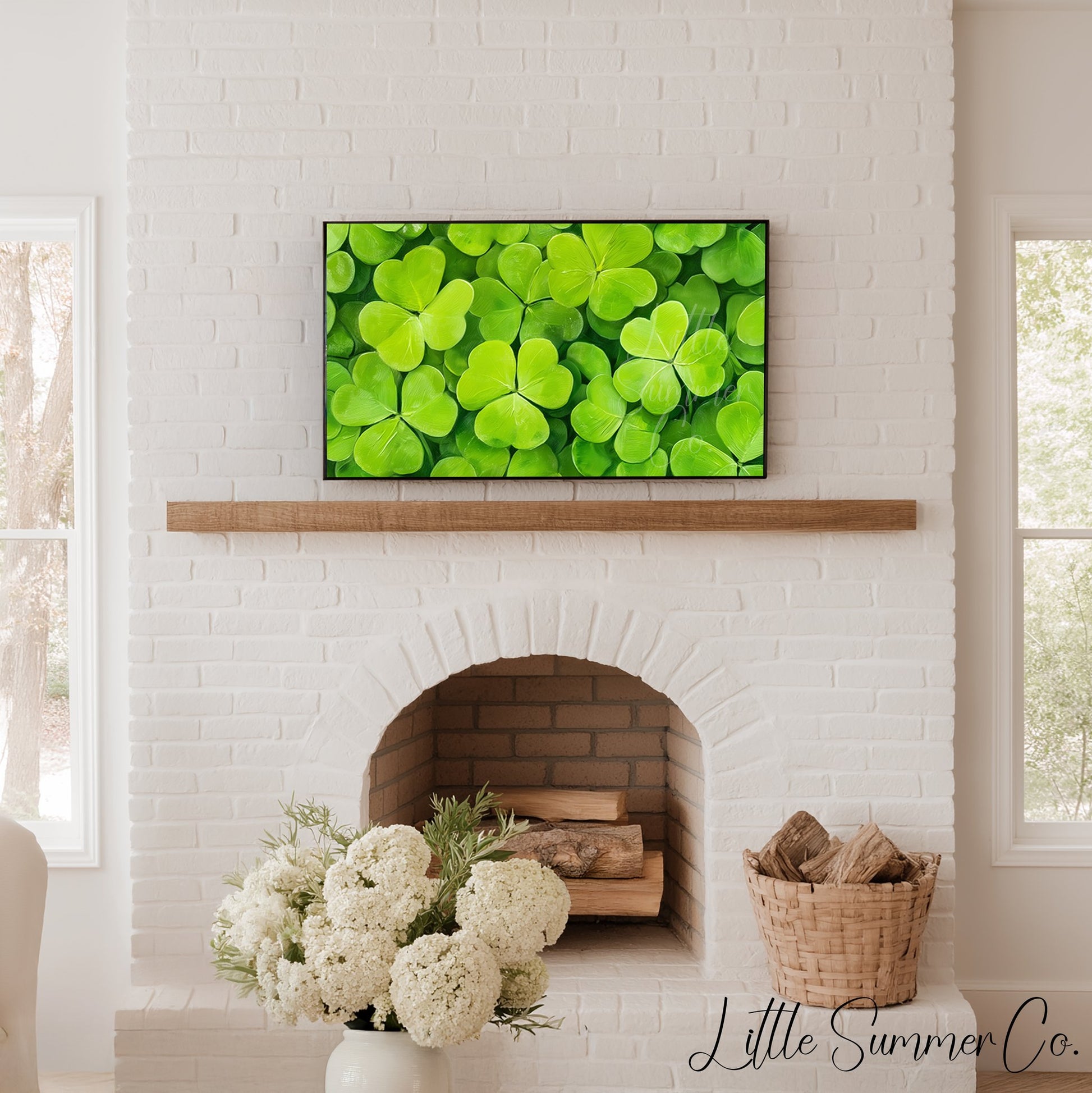 Clover Patch Close Up Frame TV Art displayed on a TV