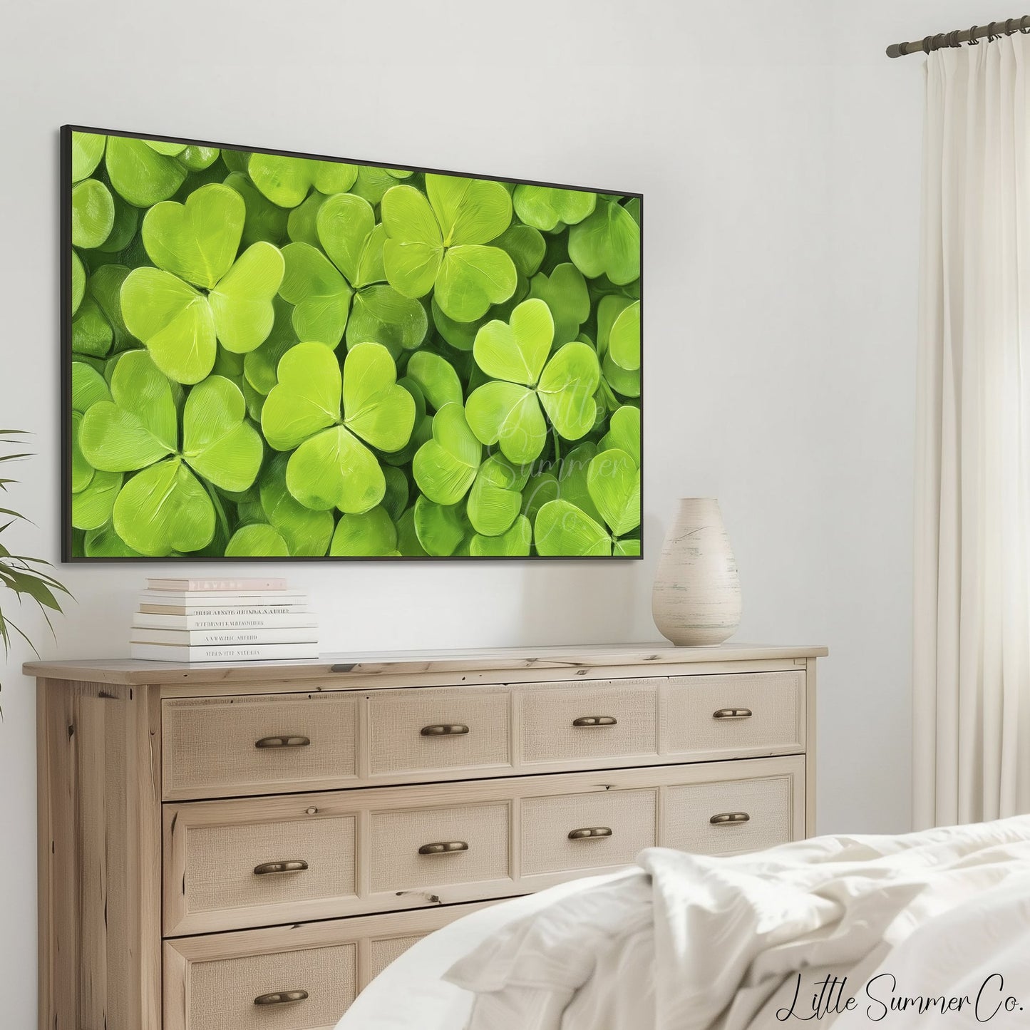 Clover Patch Close Up Frame TV Art displayed on a TV
