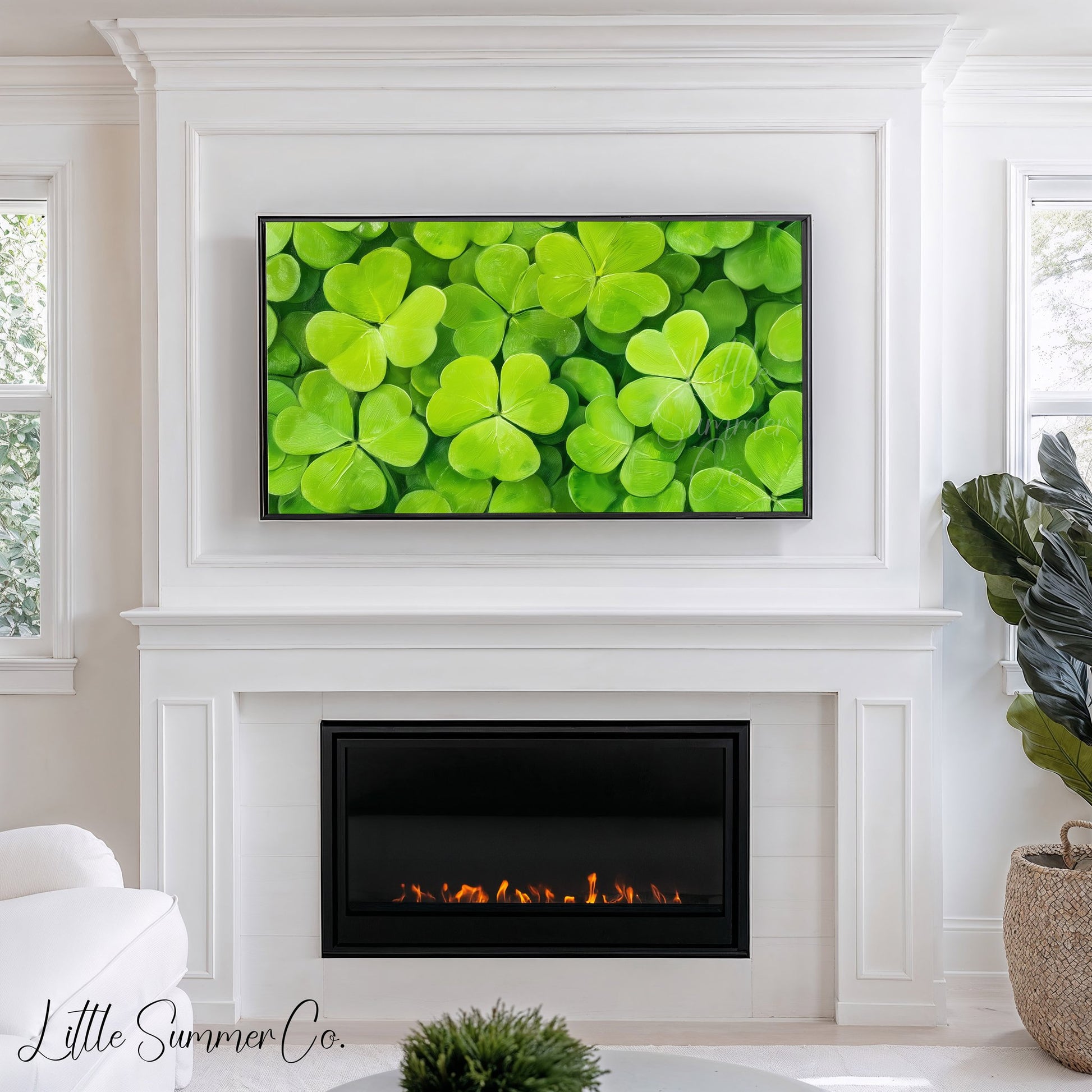 Clover Patch Close Up Frame TV Art displayed on a TV