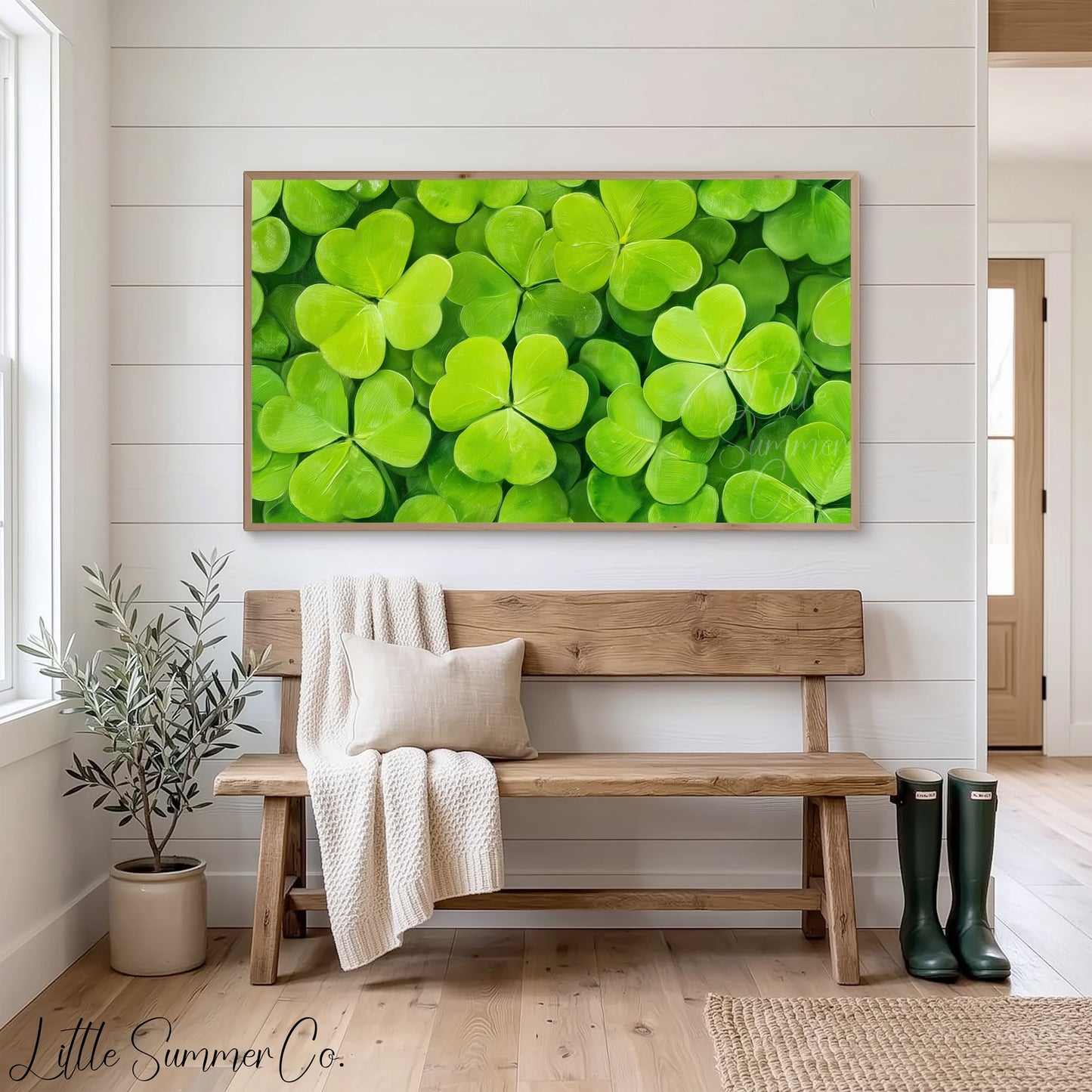 Clover Patch Close Up Frame TV Art displayed on a TV
