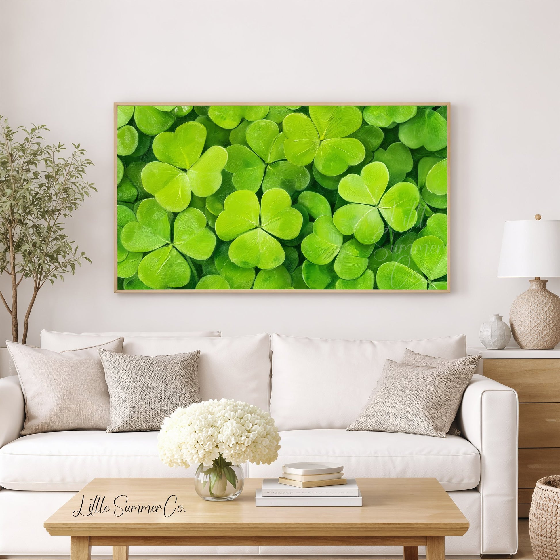 Clover Patch Close Up Frame TV Art displayed on a TV