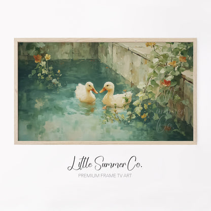 Duckling Pond Frame TV Art displayed on a TV