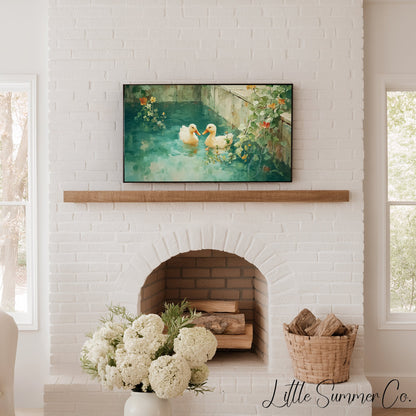 Duckling Pond Frame TV Art displayed on a TV