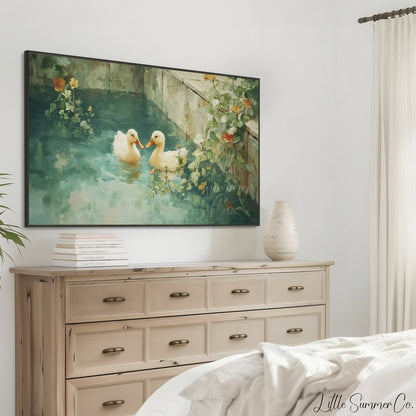 Duckling Pond Frame TV Art displayed on a TV