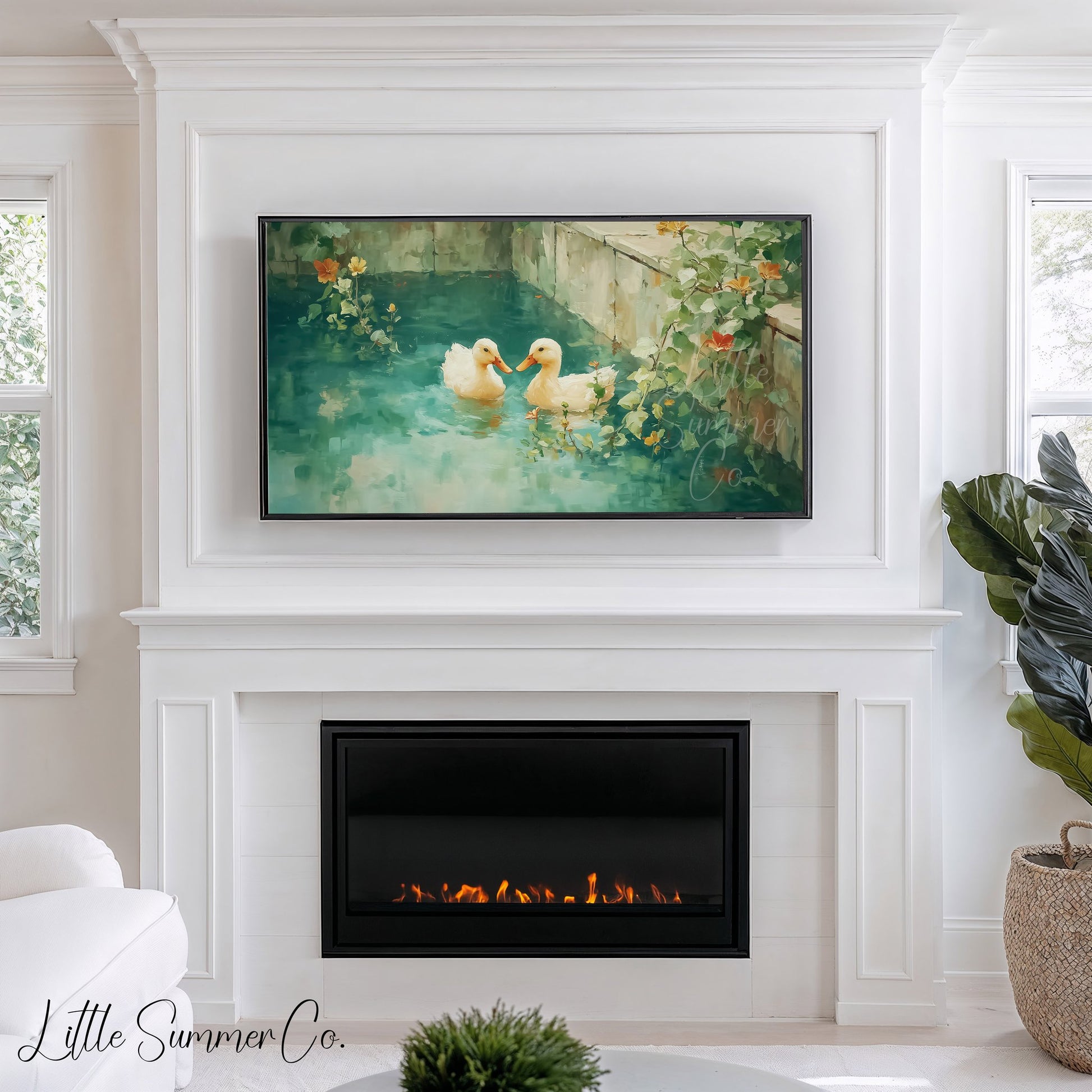 Duckling Pond Frame TV Art displayed on a TV