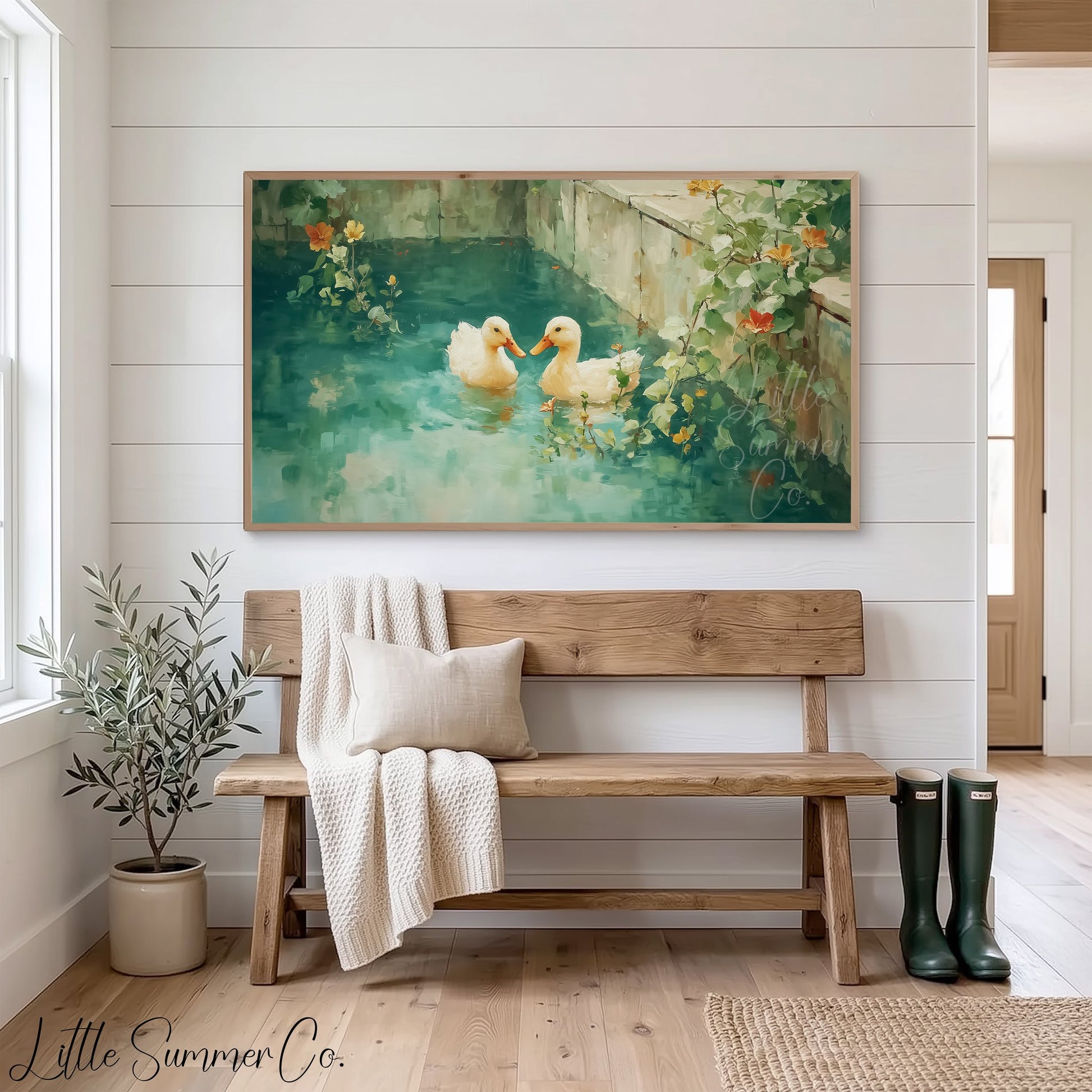 Duckling Pond Frame TV Art displayed on a TV