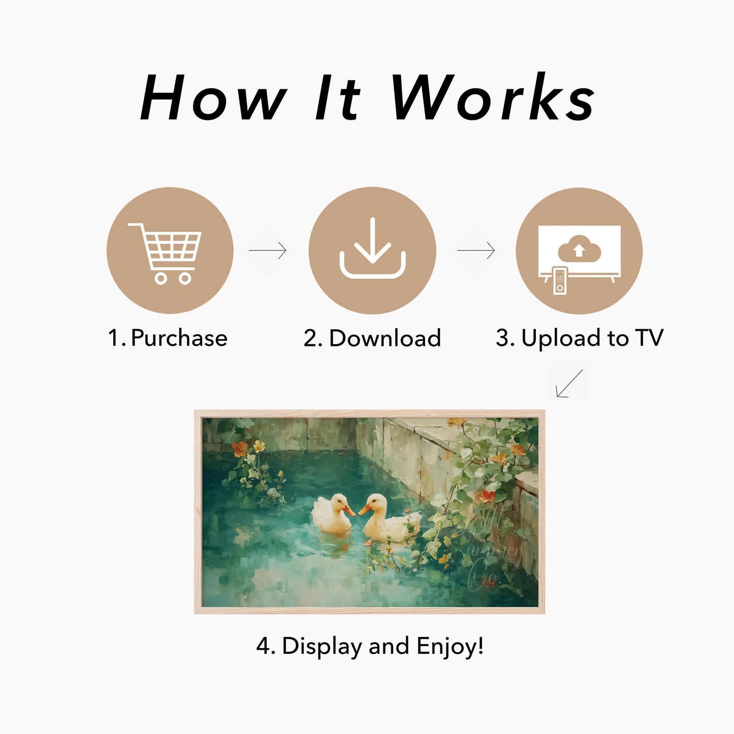 Duckling Pond Frame TV Art displayed on a TV