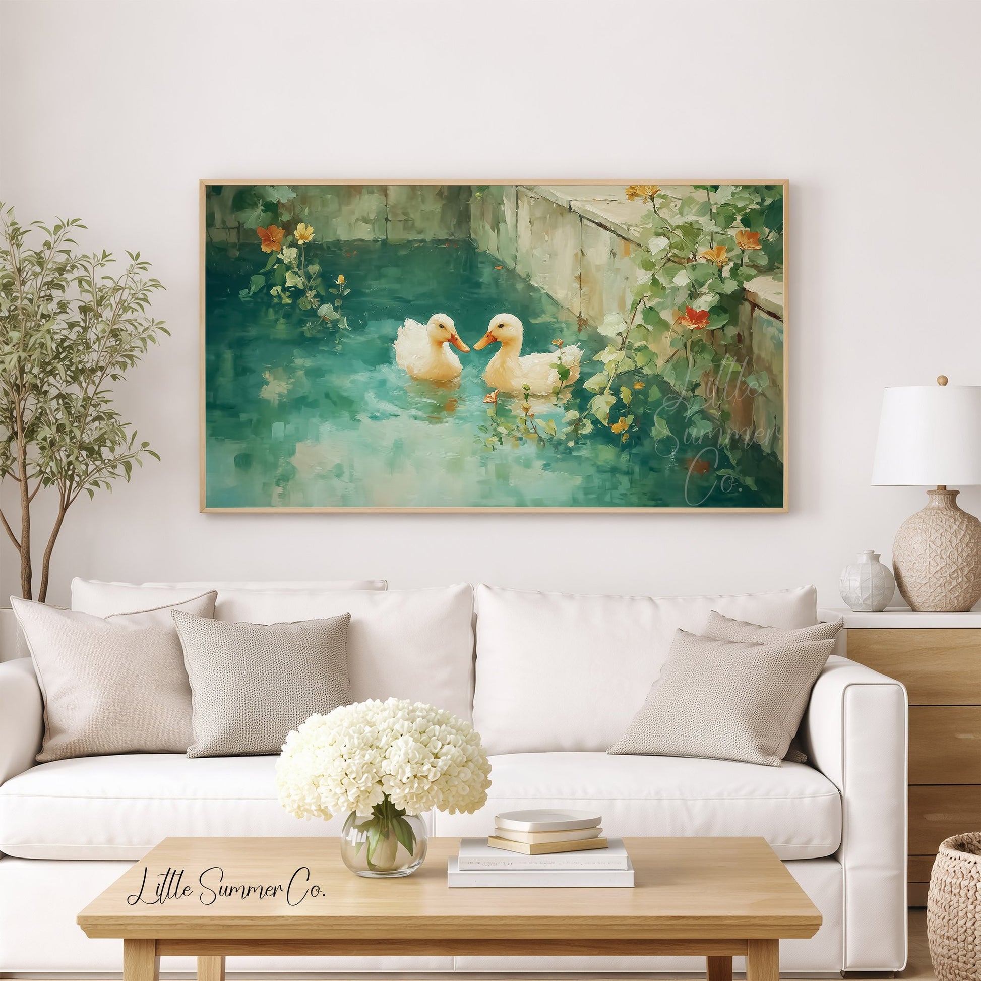 Duckling Pond Frame TV Art displayed on a TV