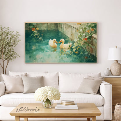 Duckling Pond Frame TV Art displayed on a TV