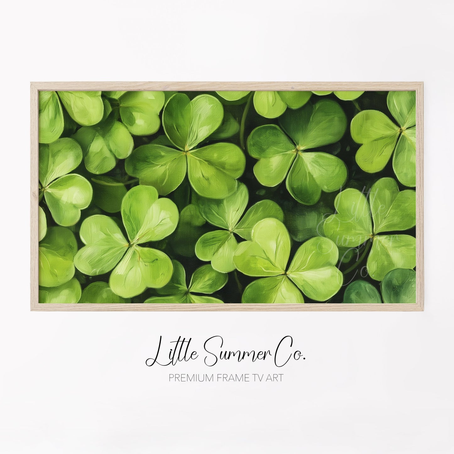 Shamrock Leaves Close Up Frame TV Art displayed on a TV