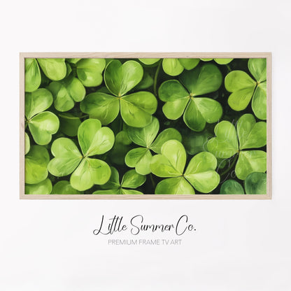 Shamrock Leaves Close Up Frame TV Art displayed on a TV