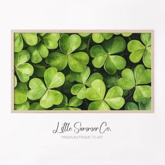 Shamrock Leaves Close Up Frame TV Art displayed on a TV