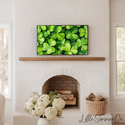 Shamrock Leaves Close Up Frame TV Art displayed on a TV