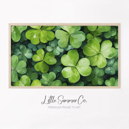 Four Leaf Clovers Close Up Frame TV Art displayed on a TV