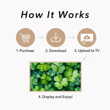 Four Leaf Clovers Close Up Frame TV Art displayed on a TV