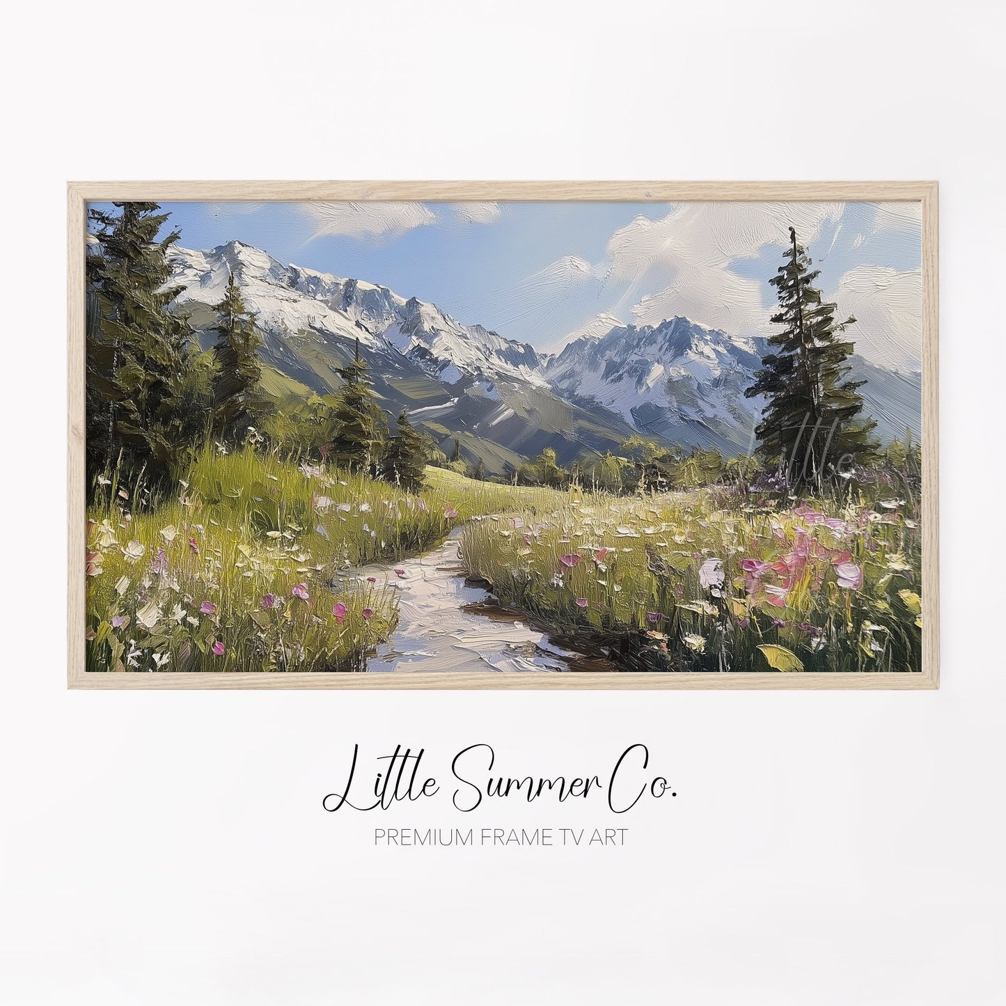 Alpine Wildflower Meadow Frame TV Art displayed on a TV