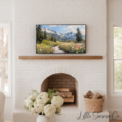 Alpine Wildflower Meadow Frame TV Art displayed on a TV