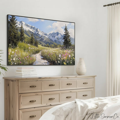 Alpine Wildflower Meadow Frame TV Art displayed on a TV