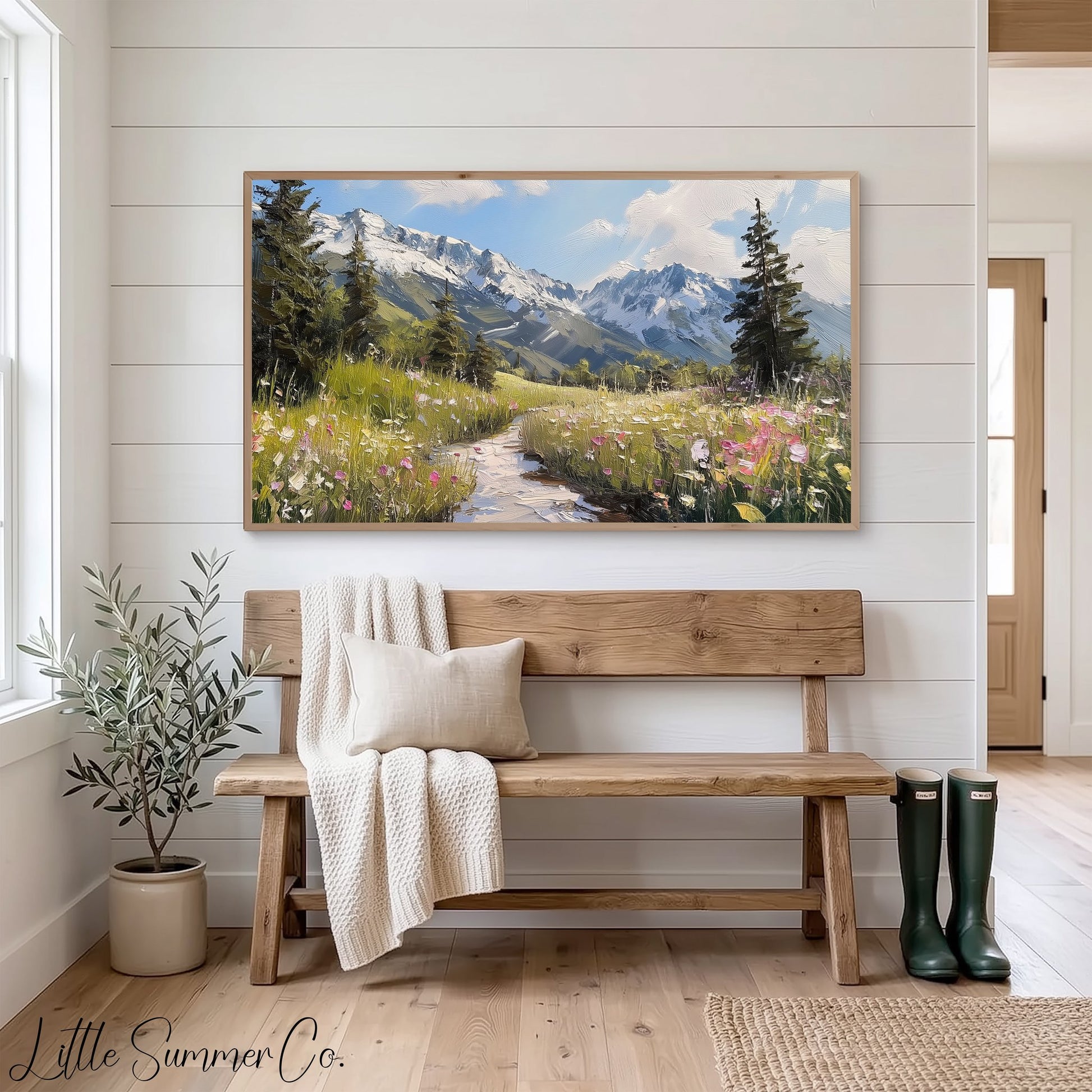 Alpine Wildflower Meadow Frame TV Art displayed on a TV