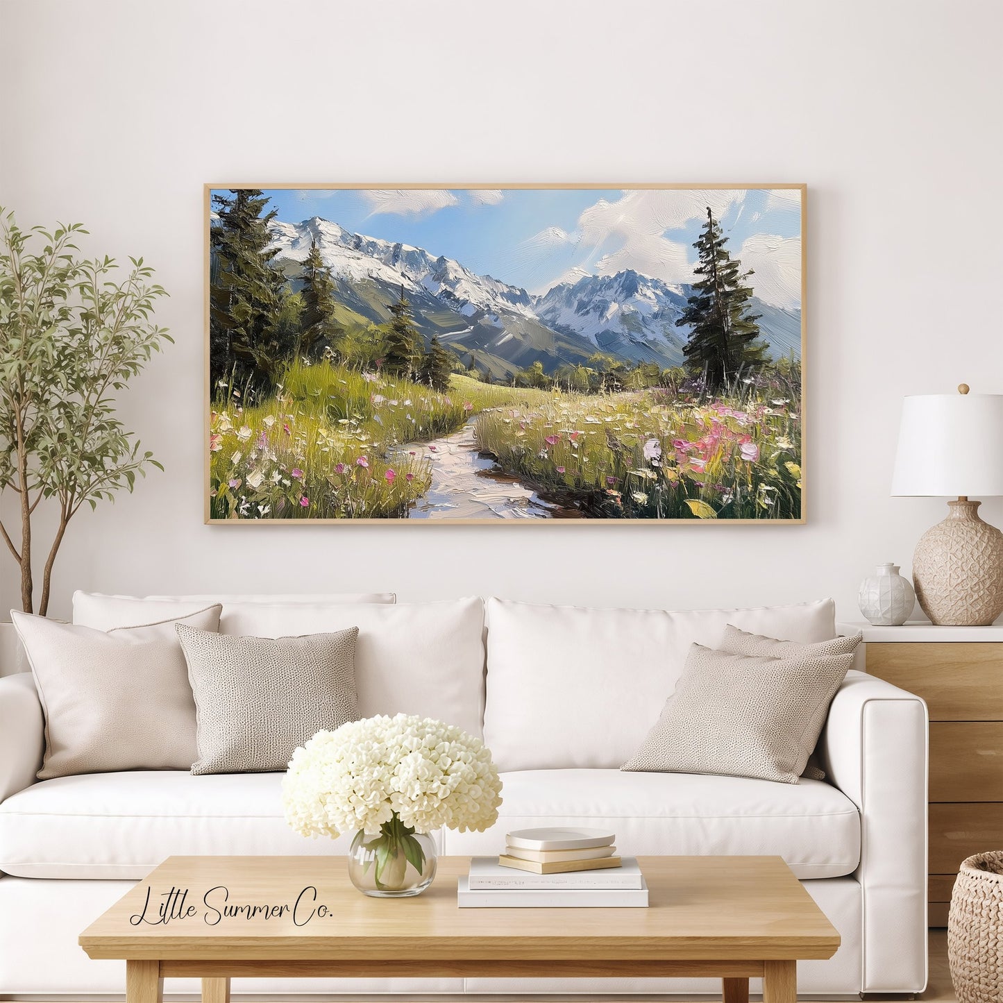 Alpine Wildflower Meadow Frame TV Art displayed on a TV