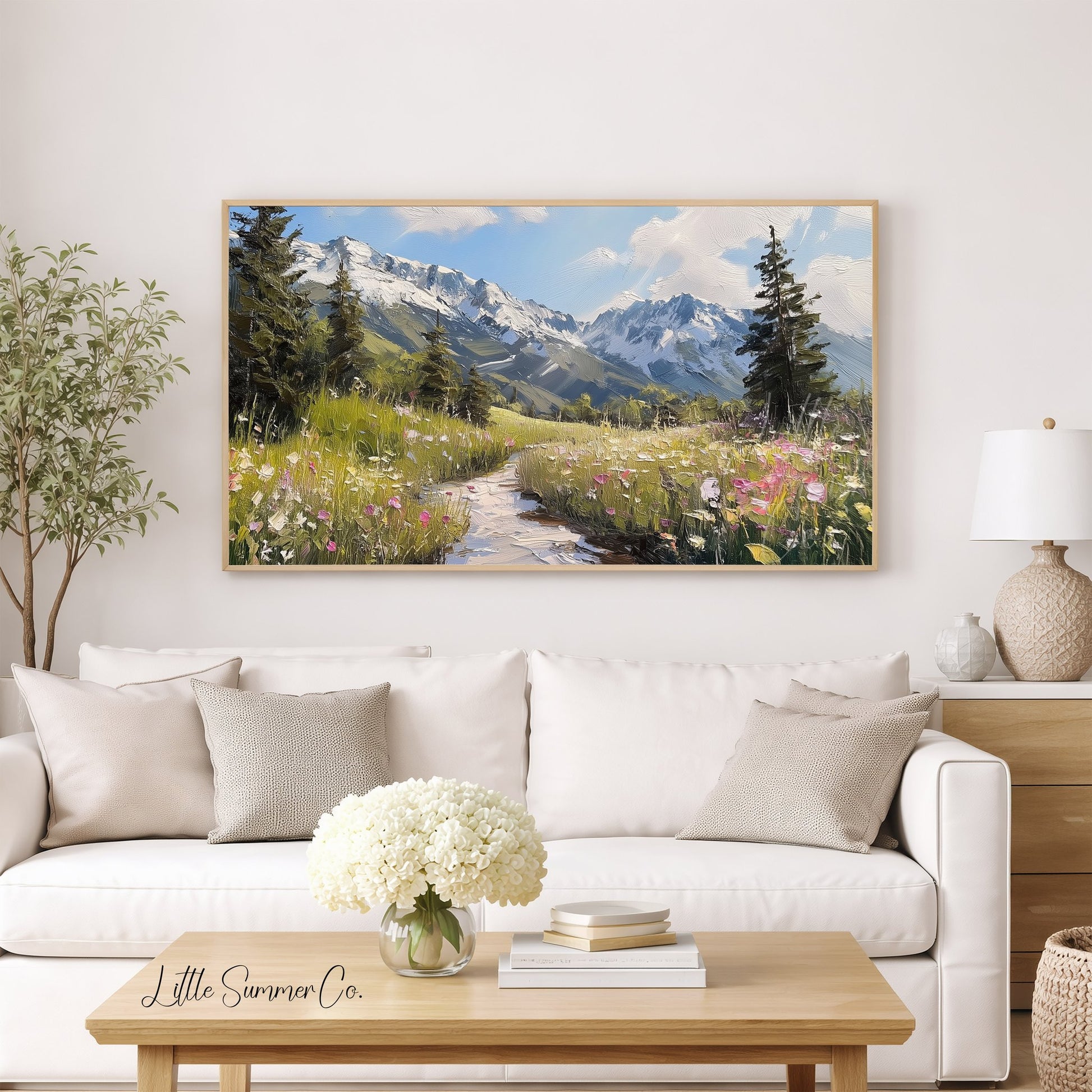 Alpine Wildflower Meadow Frame TV Art displayed on a TV