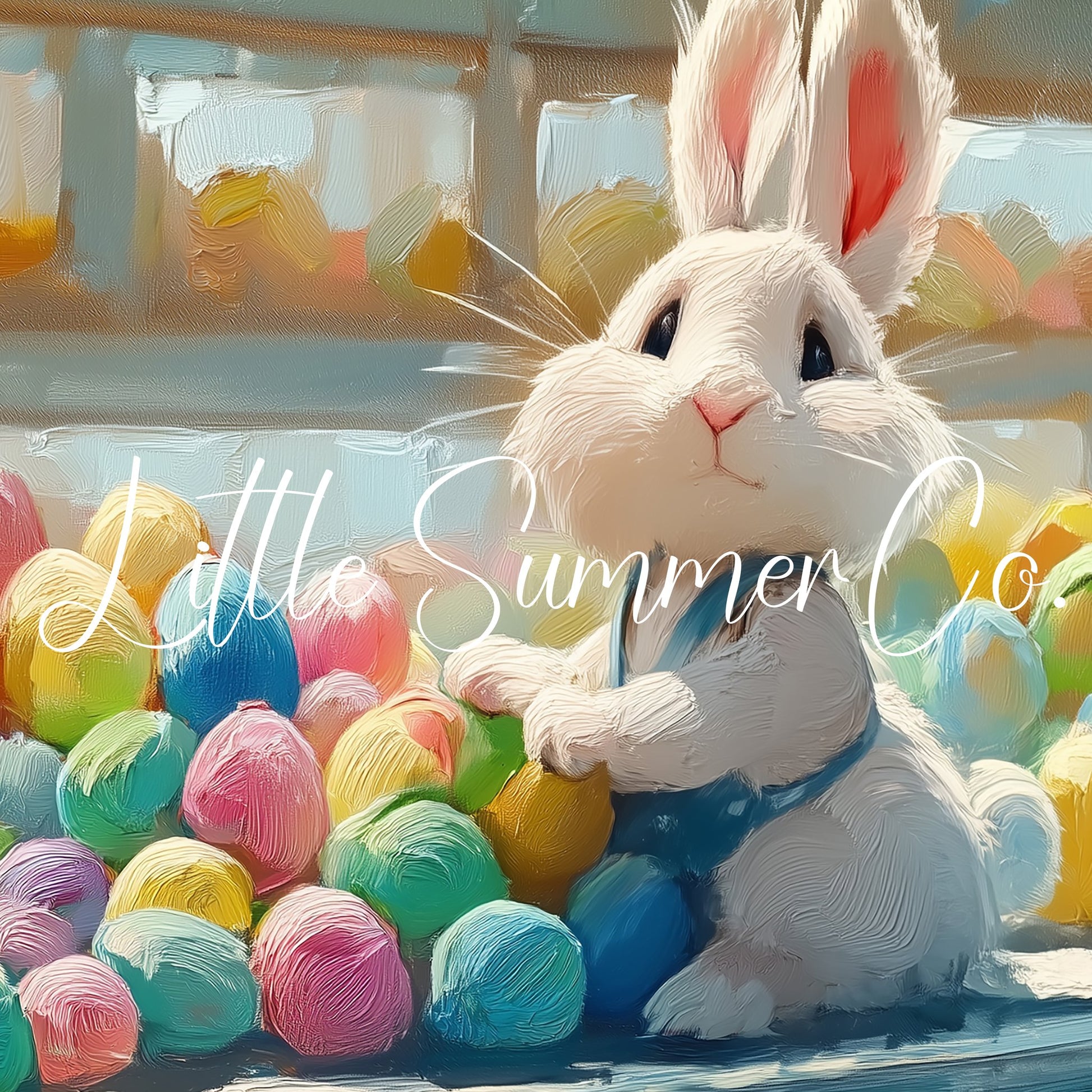Easter Bunny with Coloured Eggs Frame TV Art displayed on a TV