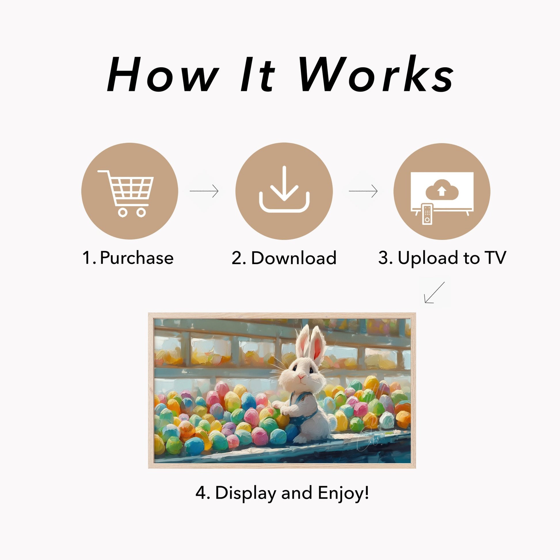 Easter Bunny with Coloured Eggs Frame TV Art displayed on a TV