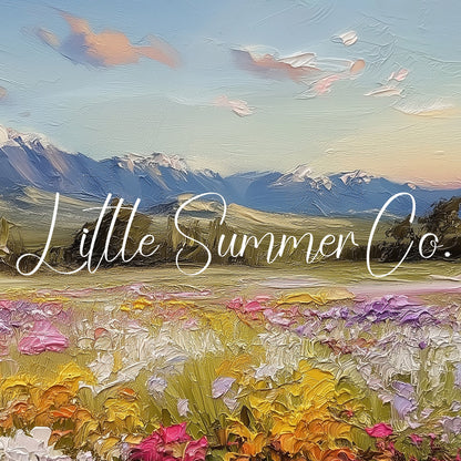 Wildflower Meadow and Mountains Frame TV Art displayed on a TV