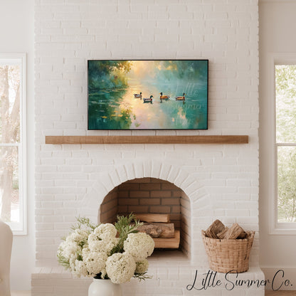 Mallard Ducks Frame TV Art displayed on a TV
