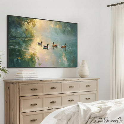 Mallard Ducks Frame TV Art displayed on a TV