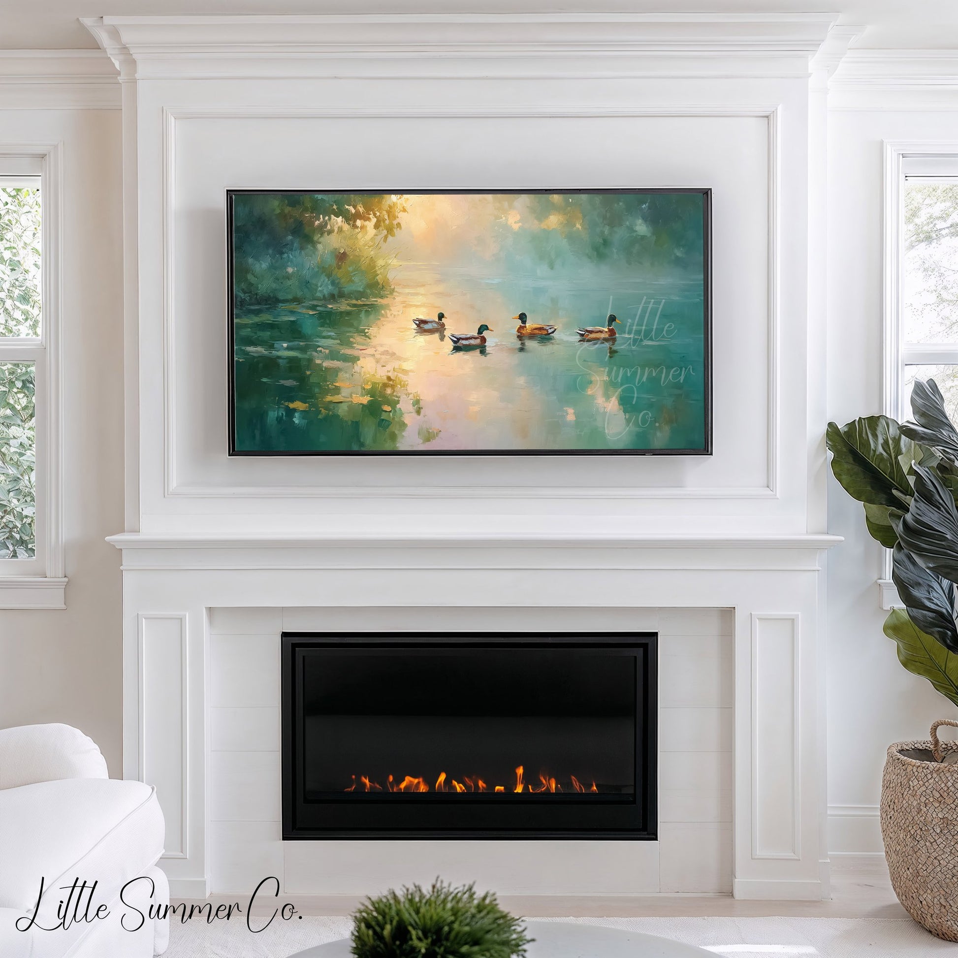 Mallard Ducks Frame TV Art displayed on a TV