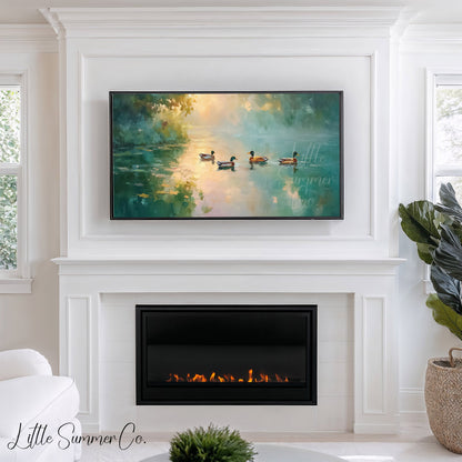 Mallard Ducks Frame TV Art displayed on a TV