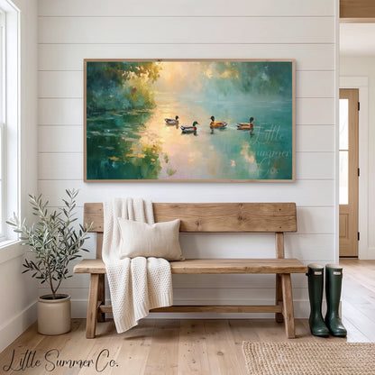 Mallard Ducks Frame TV Art displayed on a TV