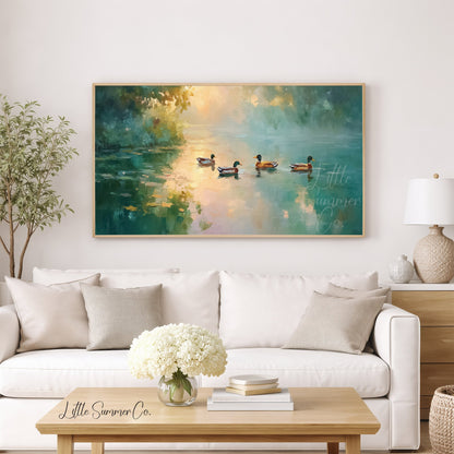 Mallard Ducks Frame TV Art displayed on a TV