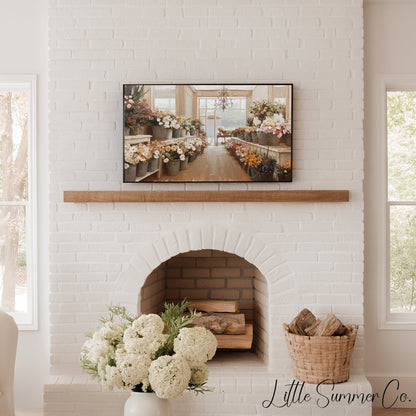 Flower Shop Buckets Frame TV Art displayed on a TV