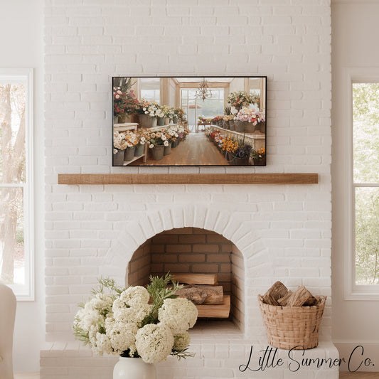 Flower Shop Buckets Frame TV Art displayed on a TV
