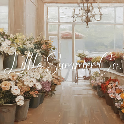 Flower Shop Buckets Frame TV Art displayed on a TV