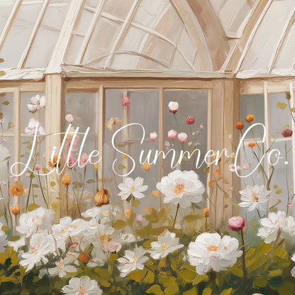 Arched Greenhouse Peony Garden Frame TV Art displayed on a TV