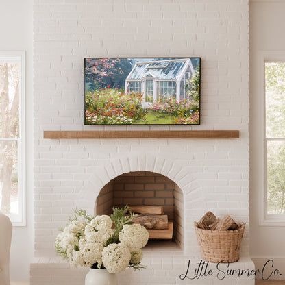 Wildflower Greenhouse Frame TV Art displayed on a TV