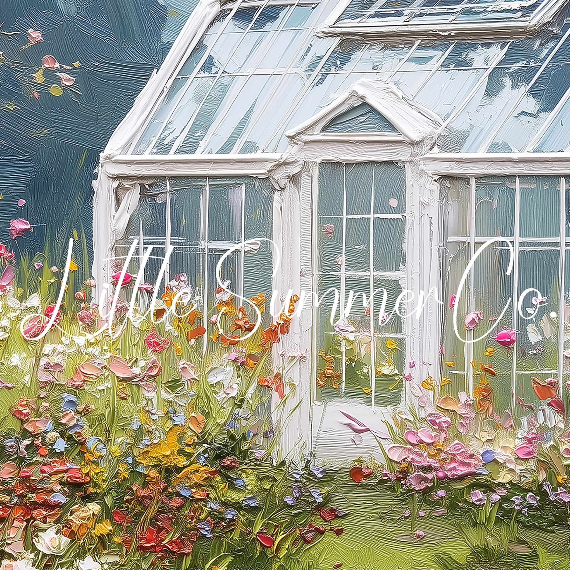 Wildflower Greenhouse Frame TV Art displayed on a TV