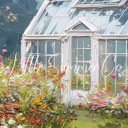 Wildflower Greenhouse Frame TV Art displayed on a TV