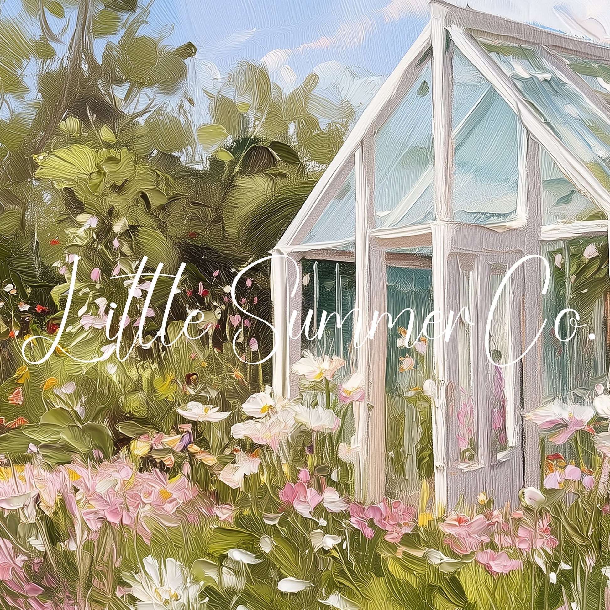 Daisy Garden Greenhouse Frame TV Art displayed on a TV