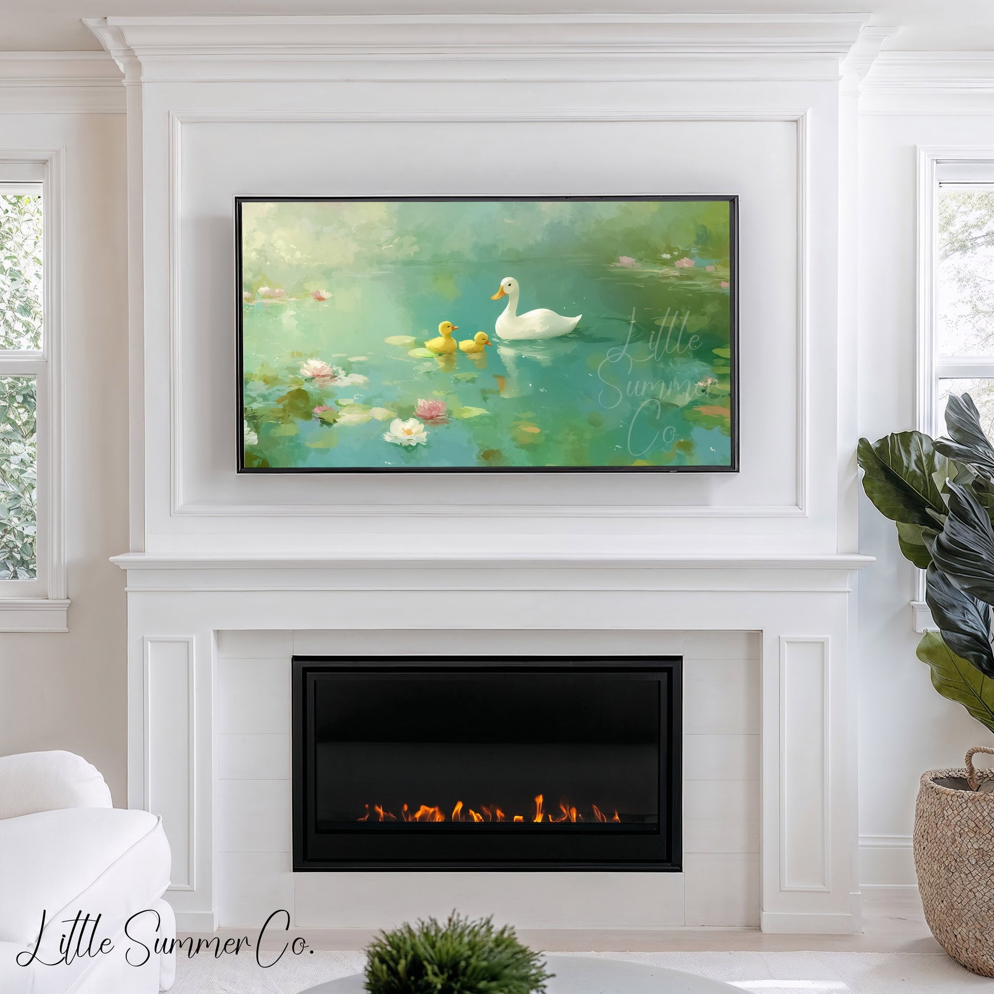 Duck Family Frame TV Art displayed on a TV