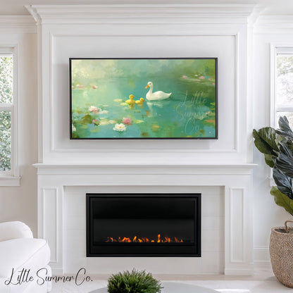 Duck Family Frame TV Art displayed on a TV