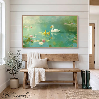 Duck Family Frame TV Art displayed on a TV