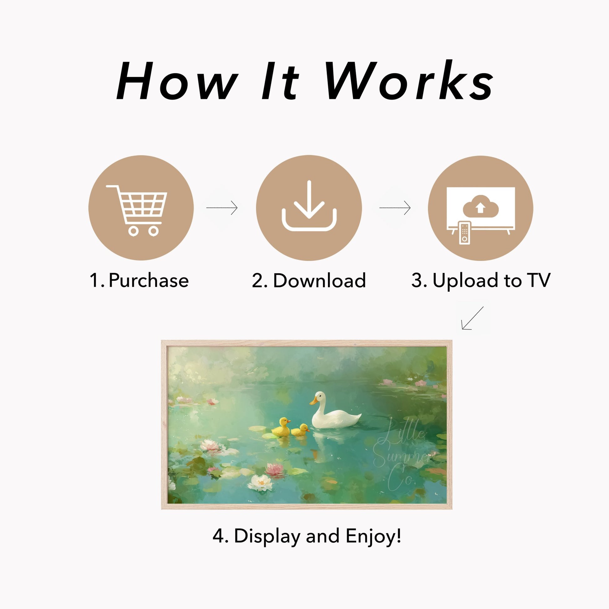 Duck Family Frame TV Art displayed on a TV