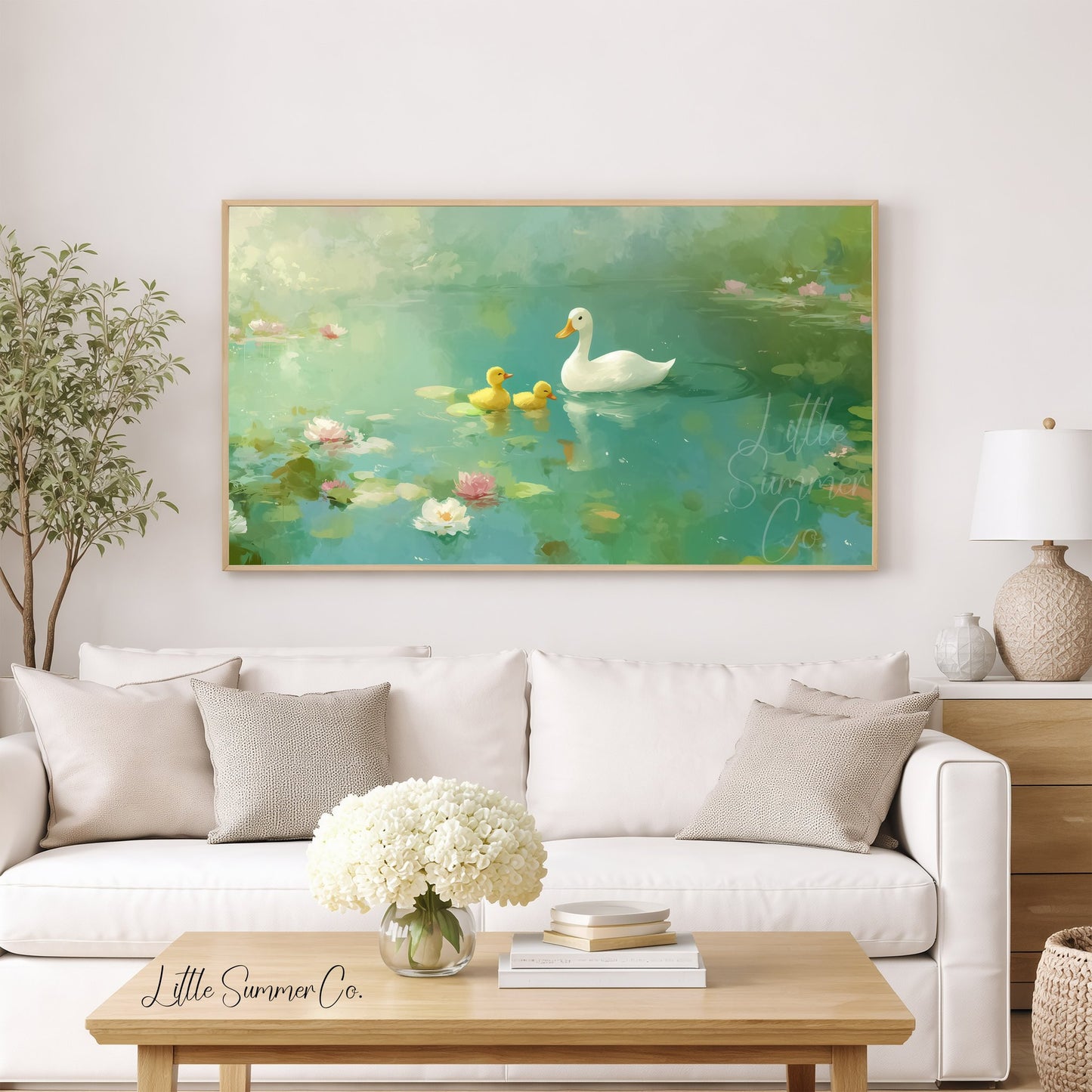 Duck Family Frame TV Art displayed on a TV