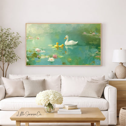 Duck Family Frame TV Art displayed on a TV