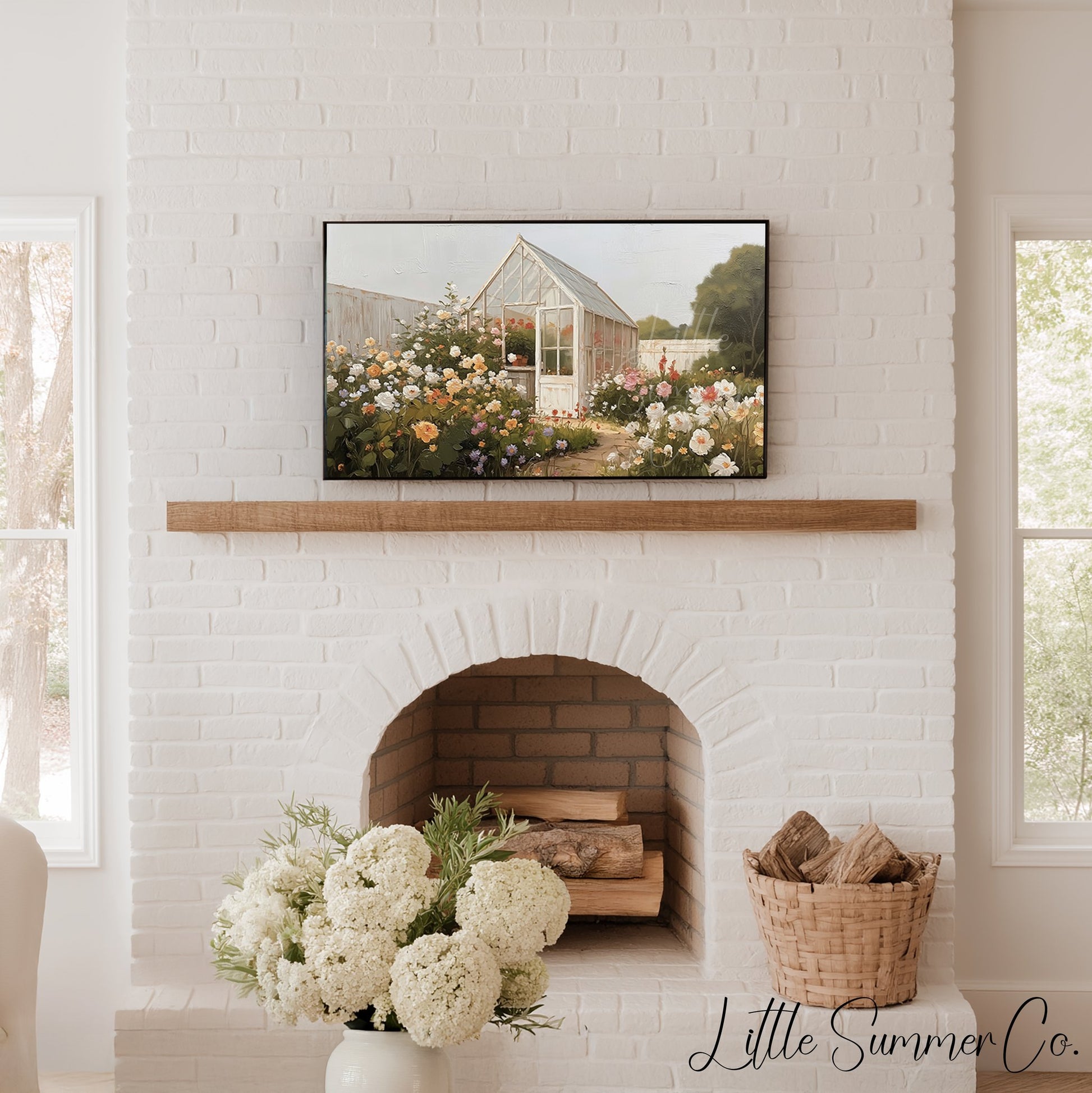 Rose Garden Greenhouse Frame TV Art displayed on a TV