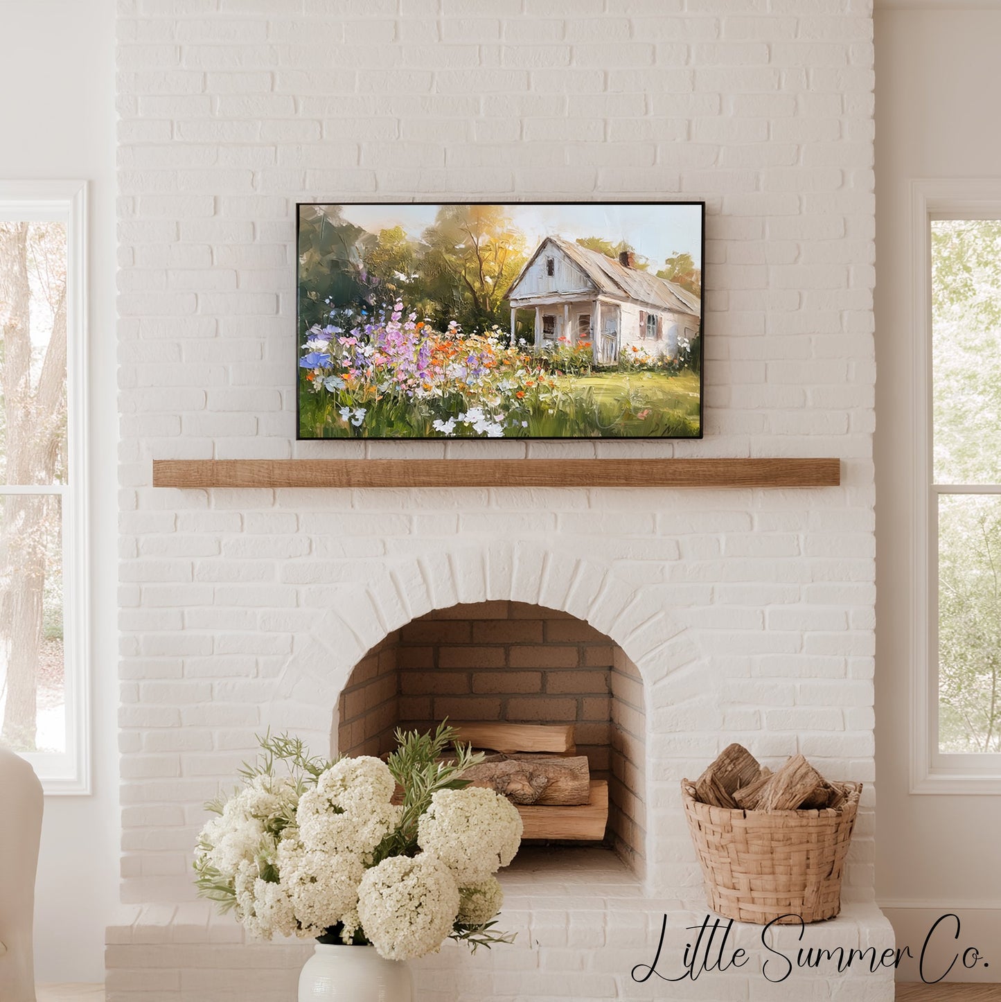 Wildflower Cottage Garden Frame TV Art displayed on a TV